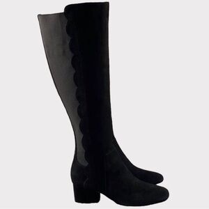 Bandolino Boots Black Suede Knee High stretch back for thicker calves SZ 6